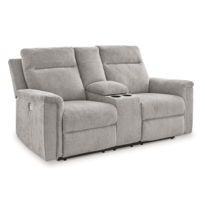 Barnsana - Dbl Power Reclining Loveseat with Console - Ash