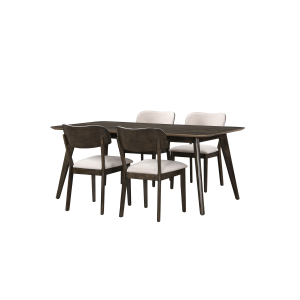 Rex - Rectangle Dining Table & 4 Open Back Chairs - Dark Brown