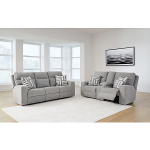 Biscoe - 2 Pc. - Power Reclining Sofa, Power Reclining Loveseat - Pewter