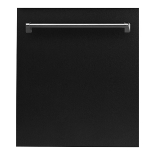 ZLINE 24 in. Black Matte Top Control Built-In Dishwasher with Stainless Steel Tub and Traditional Style Handle, 52dBa