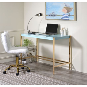 Midriaks - Writing Desk With USB - Baby Blue & Gold
