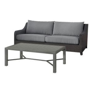 Skye - 2 Piece Outdoor Set (Sofa & Slat Top Coffee Table) - Gray