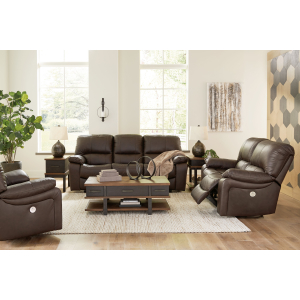 Leesworth - 3 Pc. - Power Reclining Sofa,  Loveseat, Rocker Recliner - Dark Brown