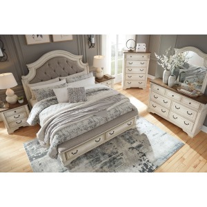 Realyn - 5 Pc. - Dresser, Mirror, Queen Upholstered Bed - Two-tone