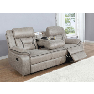 Greer - Upholstered Motion Reclining Sofa - Taupe