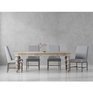 Crossings - Eden Rectangular Dining Table With 4 Upholstered Chairs - Toasted Tumbleweed & Pearl Silver
