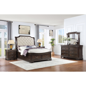 Lyndhurst - 5/0 Queen 5 Piece Bedroom Set (Bed, Dresser, Mirror, 2 Nightstands) - Walnut