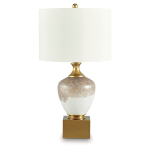 Tavisburg - Glass Table Lamp - Brown / White / Gold