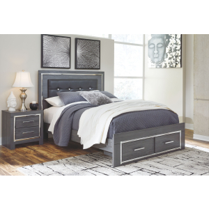 Lodanna - Queen Platform Bed with 2 Storage Drawers - Gray
