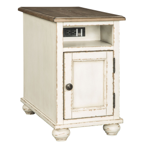 Realyn - Chair Side End Table - AC / USB - White / Brown