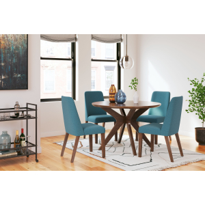Lyncott - 5 Pc. - Dining Room Table, 4 Side Chairs - Blue / Brown