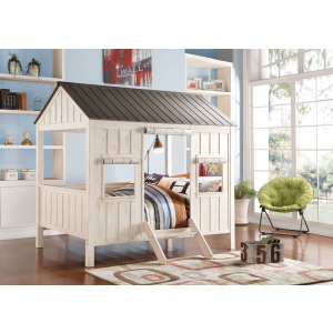 Spring Cottage - Full Bed - Weathered White & Washed Gray
