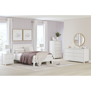 Hallityn - 4 Pc. - Dresser, Chest, Full Panel Platform Bed - White