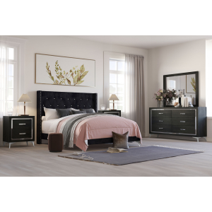 Huxley - 6/0 Western King 5 Piece Bedroom Set (Bed, Dresser, Mirror, 2 Nightstands) - Black