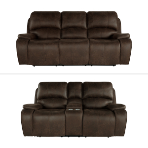 Brookings - 2 Piece P2 Sofa & Loveseat With Power Headrest & Footrest - Brown