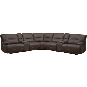 Spartacus - 7 Piece Modular Power Reclining Sectional With Power Adjustable Headrests - Chocolate