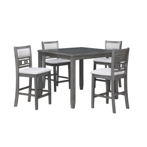 Gia - 5 Piece Square Counter Dining Set (Table & 4 Chairs) - Gray