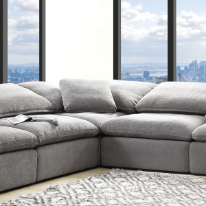 Naveen - Modular Wedge With Pillow - Gray Linen