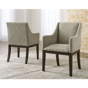 Burkhaus - Dining UPH Arm Chair (Set of 2) - Beige / Dark Brown