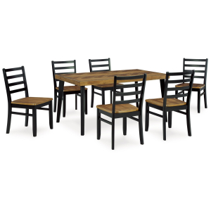 Blondon - Rectangular Drm Table Set (Set of 7) - Brown / Black