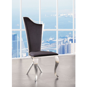 Cyrene - Side Chair (Set of 2) - Black Fabric & Stainless Steel