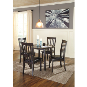 Hammis - 5 Pc. - Drop Leaf Table, 4 Upholstered Side Chairs - Dark Brown