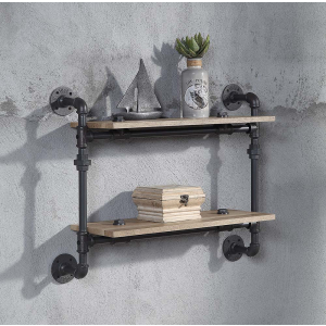 Brantley - Wall Rack With 2 Shelves - Oak & Sandy Black