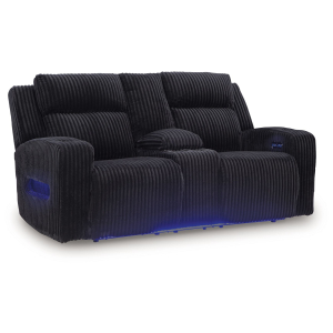 Forest Lake - Power Reclining Loveseat With Console / Adj Headrest - Black
