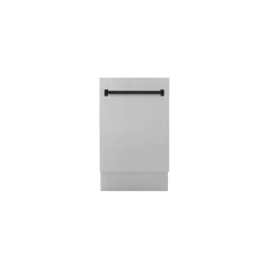 ZLINE Autograph Edition 18” Compact 3rd Rack Top Control Built-In Dishwasher in Stainless Steel with Matte Black Handle, 51dBa (DWVZ-304-18-MB)