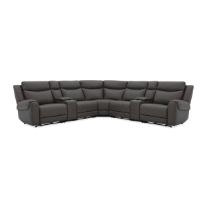 Momentum - 7 Piece Modular Power Reclining Sectional With Power Adjustable Headrests - Dark Granite