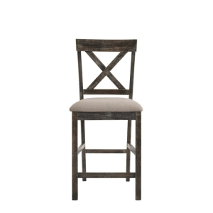 Martha II - Counter Height Chair (Set of 2) - Tan Linen & Weathered Gray