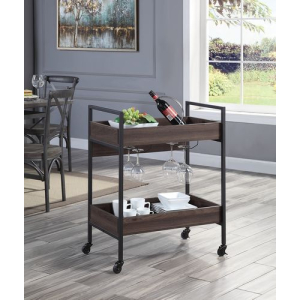 Jerrick - Serving Cart - Walnut & Black