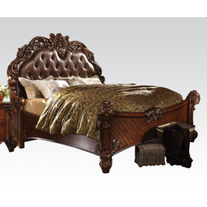 Vendome - Eastern King Bed - Cherry Synthetic Leather & Cherry