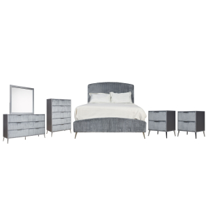 Kailani - 6/6 Eastern King 6 Piece Bedroom Set (Bed & Dresser & Mirror & Chest & 2 Nightstands) - Gray