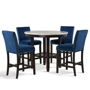 Celeste - Round Counter Table & 4 Chairs - Blue