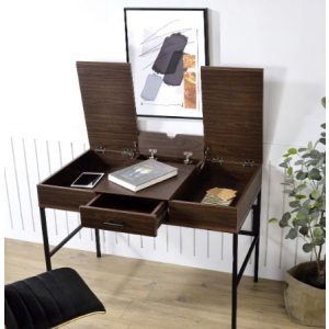Verster - Writing Desk With USB - Oak & Black