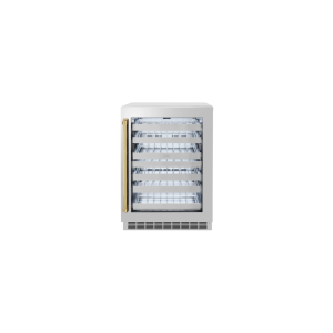 ZLINE Autograph Edition 24 in. Touchstone Dual Zone 44 Bottle Wine Cooler With Stainless Steel Glass Door And Polished Gold Handle