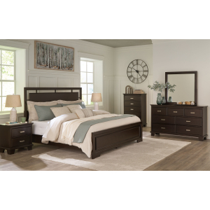 Covetown - 5 Pc. - Dresser, Mirror, Chest, King Panel Bed - Dark Brown