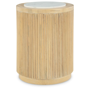 Camdill - Round End Table - Light Brown / White