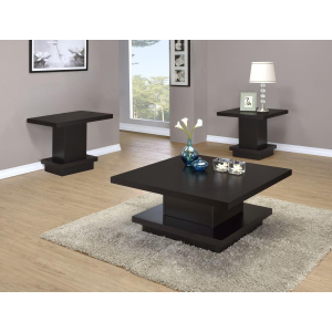 Reston - 3 Piece Square Coffee And End Table Set - Cappuccino