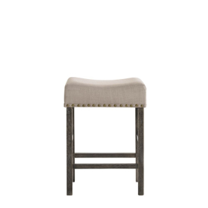 Martha II - Counter Height Stool (Set of 2) - Tan Linen & Weathered Gray
