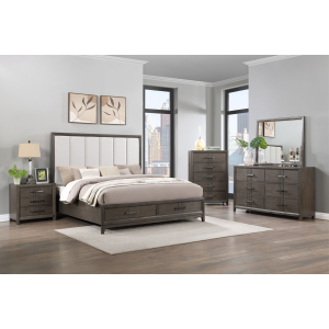 Landon - 6/0 Western King 5 Piece Bedroom Set (Bed, Dresser, Mirror, Chest, Nightstand) - Gray