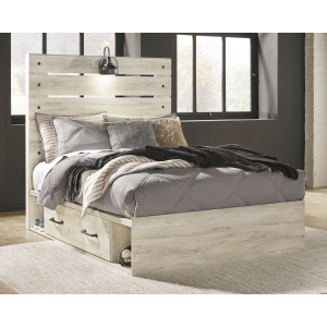 Cambeck - Full Panel Bed with 4 Storage Drawers - Whitewash