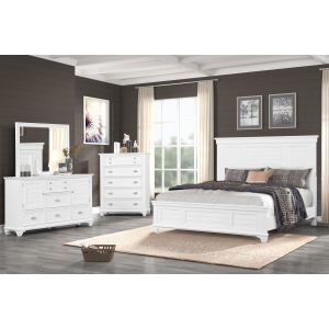 Jamestown - 6/0 Western King 4 Piece Bedroom Set (Bed, Dresser, Mirror, Chest) - White