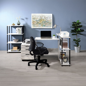 Ievi - Writing Desk - Antique White & Black