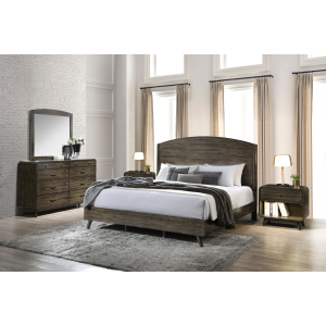 Rex - Western King 5 Piece Bedroom Set (Bed, Dresser, Mirror, 2 Nightstands) - Brown