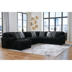 Midnight-Madness - 4-Piece Sectional With Laf Corner Chaise - Onyx