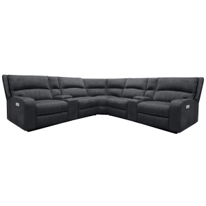 Polaris - 7 Piece Modular Power Reclining Sectional With Power Adjustable Headrests - Slate