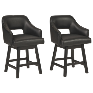 Tallenger - UPH Swivel Barstool (Set of 2) - Black / Dark Brown