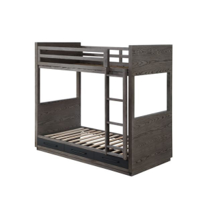Estevon - Twin Over Twin Bunk Bed With Storage - Gray Oak